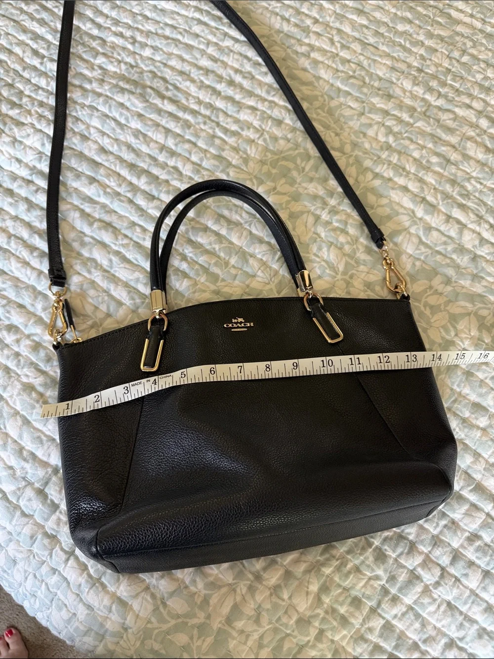 Coach Black Pebbled Leather Shoulder Bag with Gold Hardware